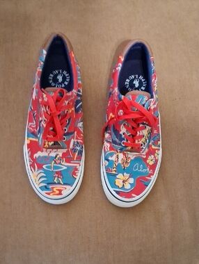 Polo Rl Red Hawaiian Print Lace-Up Sneakers